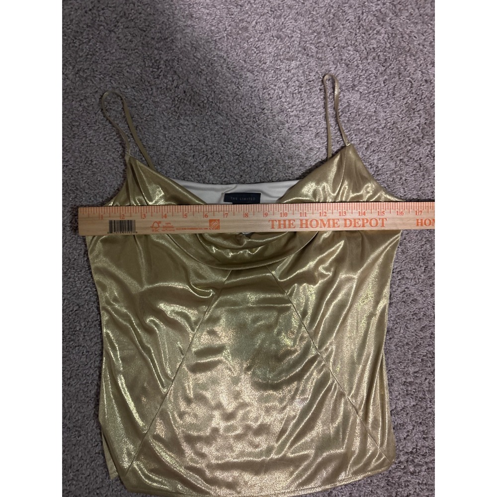 Y2K The Limited Gold Metallic Cowl Neck Camisole Shimmer Blouse Medium - Picture 4 of 7